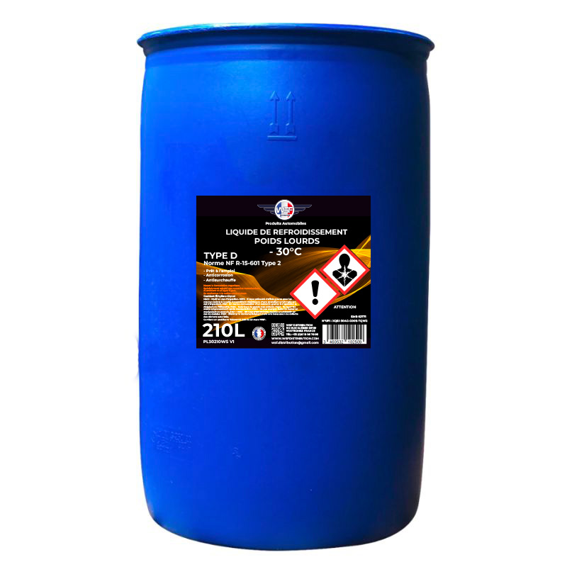 liquide de refroidissement universel organique 37°c 210l (copie) liquide de refroidissement poids lourds -30c 210l