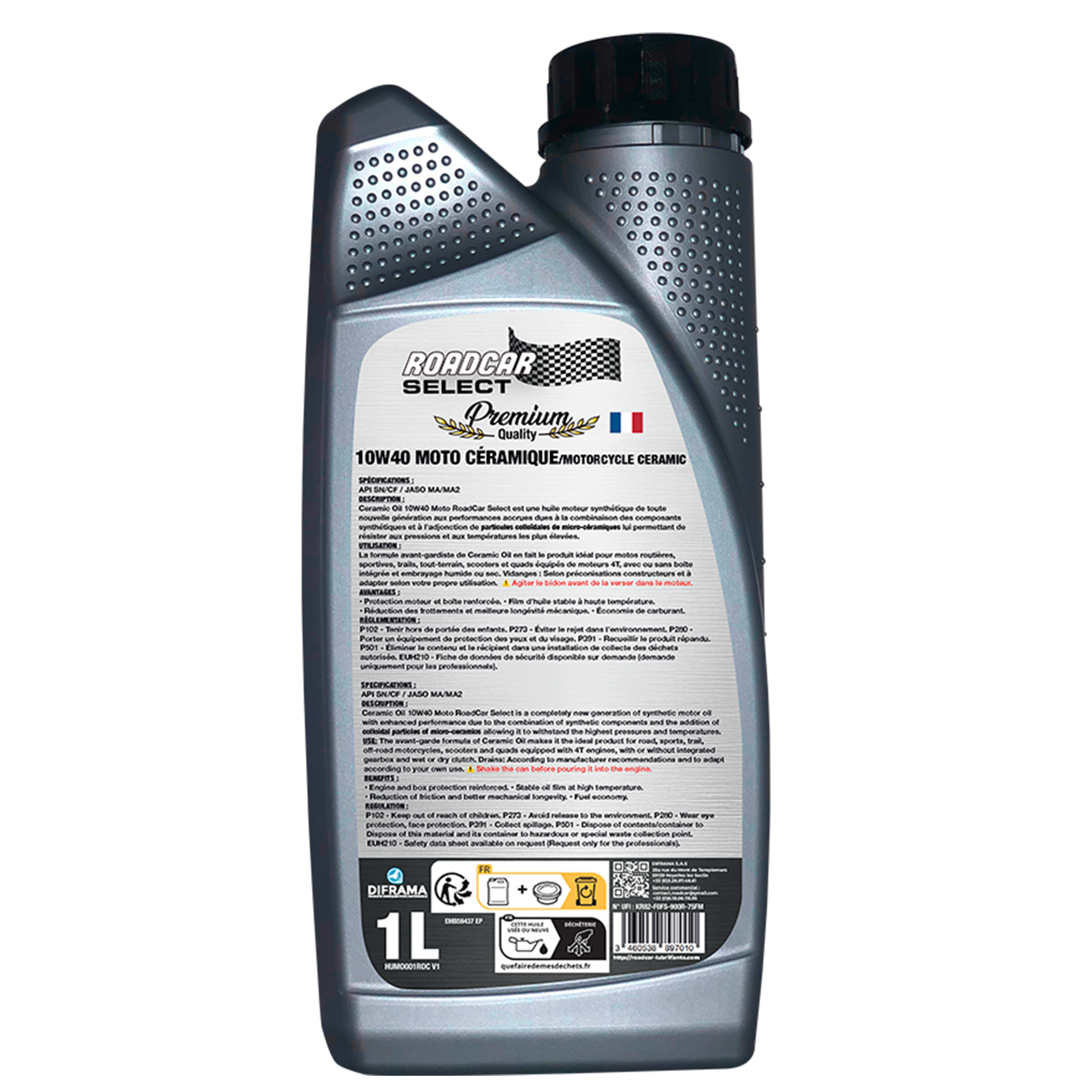 10w40 verso huile céramique moto 10W40 1L Roadcar Ceramic Oil